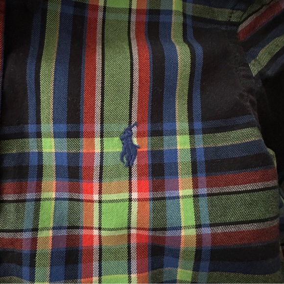 Ralph Lauren 4T Toddler Boy Green Plaid Shirt Holiday Christmas Red Black Blue - Picture 2 of 6